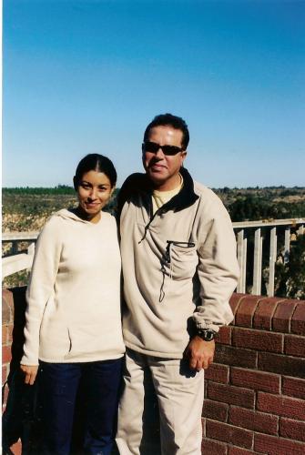 Nigel and Jamila at the bungee  jumping  bridge knysna 2003